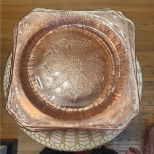 VINTAGE 1932 JEANNETTE GLAS ADAM PINK DEPRESSION GLASS 9” DINNER PLATES 16 TOTAL